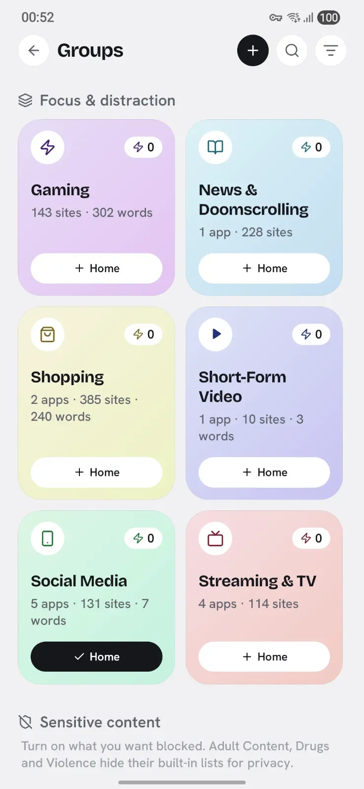 Appcognito Block lists screen